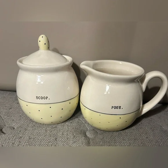 This is a Rae Dunn "Pour & Scoop" creamer & sugar bowl from Artisan Collection. - Picture 1 of 2